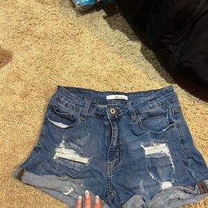 KanCan Blue Distressed Jean Shorts High-Waisted